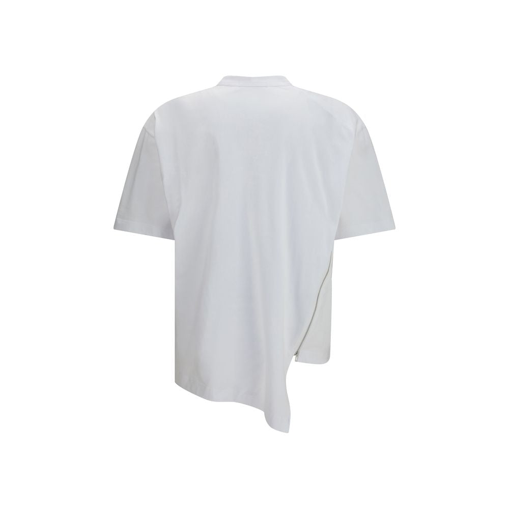 Comme des Garçons White Cotton Sportswear T-Shirt with Zip Detail