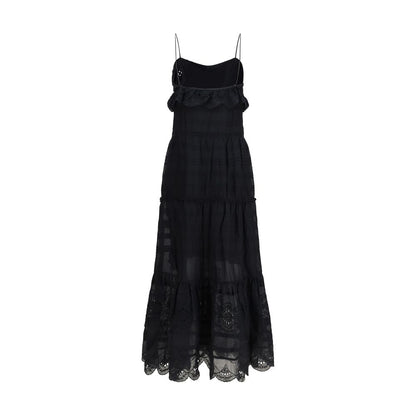 Marant Étoile Black Cotton Paule Long Ruffled Dress