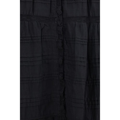 Marant Étoile Black Cotton Paule Long Ruffled Dress