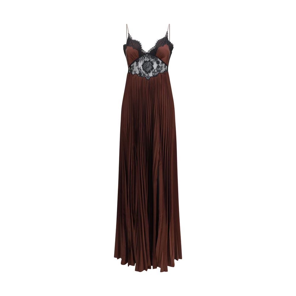 Self-Portrait Satin Maxi Dress with Lace Inserts