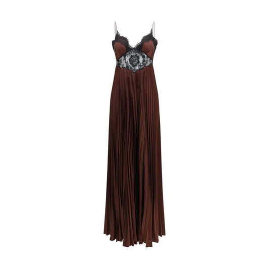 Self-Portrait Satin Maxi Dress with Lace Inserts
