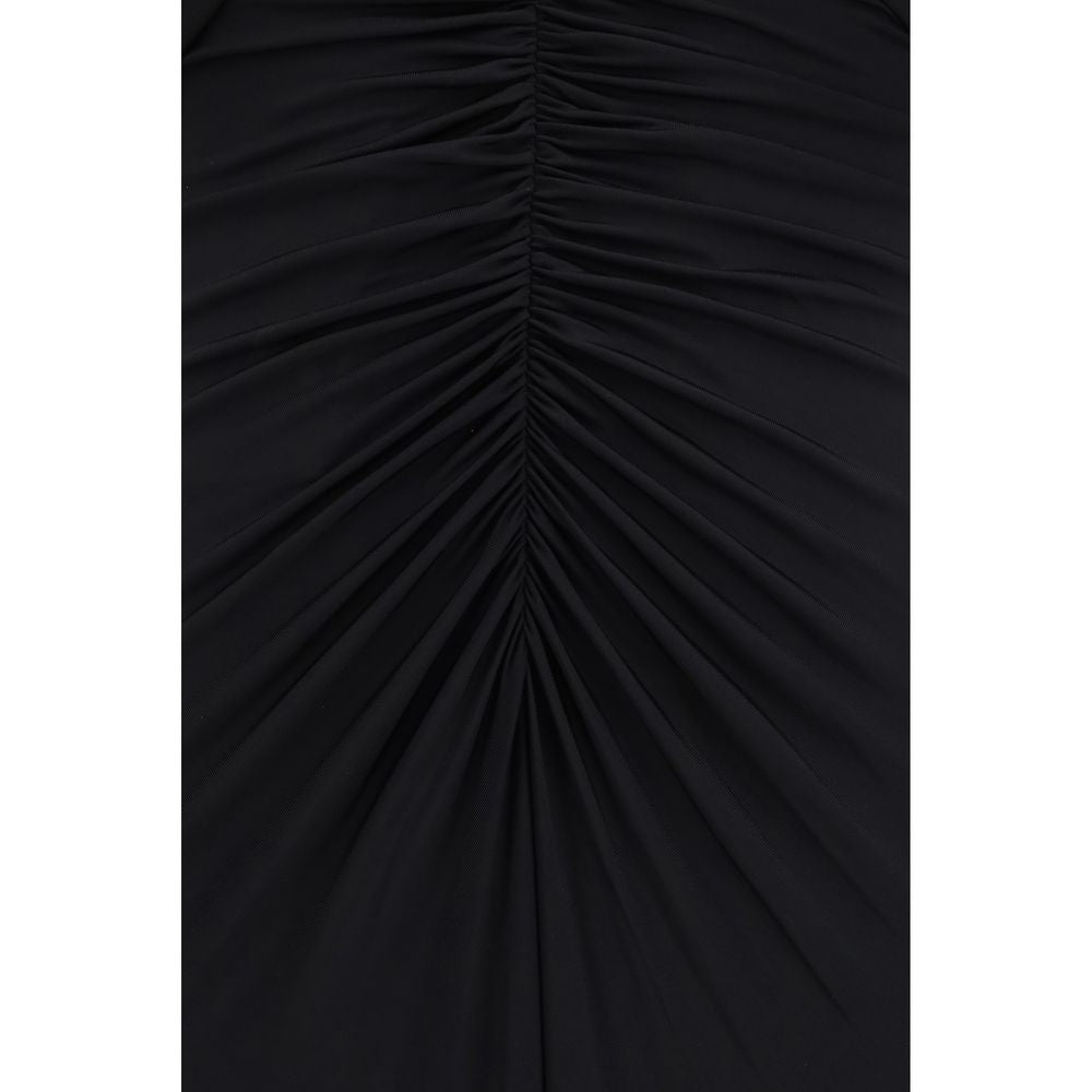 Self-Portrait Black Viscose Cocktail Dress - Elegant Fit-and-Flare Design
