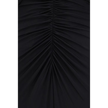 Self-Portrait Black Viscose Cocktail Dress - Elegant Fit-and-Flare Design