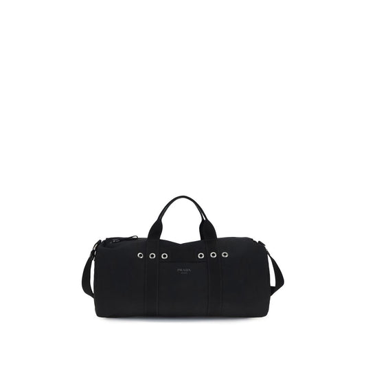 Prada Black Cotton Canvas Duffel Bag