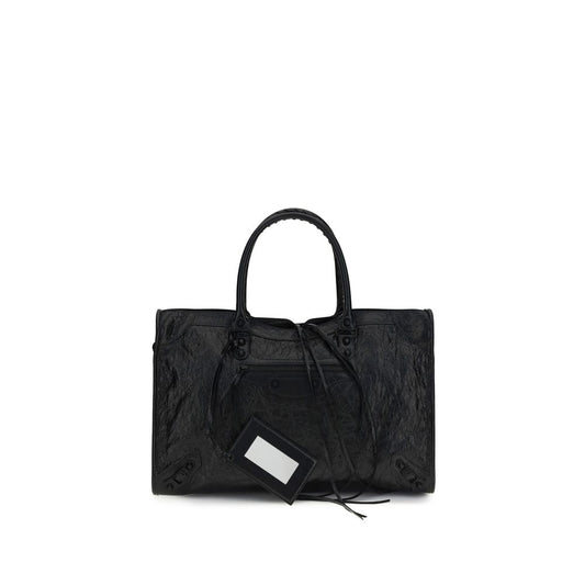 Balenciaga Black Lamb Ovis Aries Aries Shoulder Bag - Le City Large