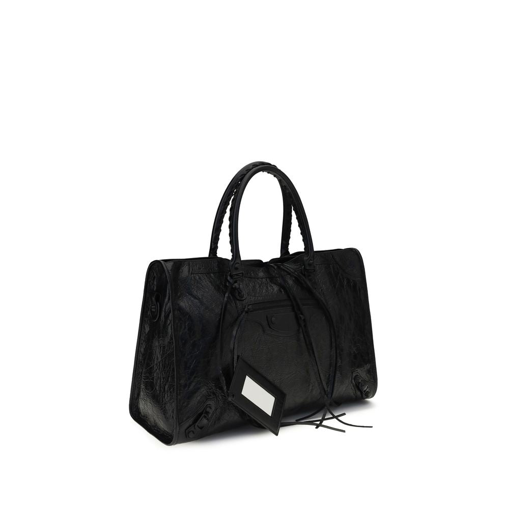 Balenciaga Black Lamb Ovis Aries Aries Shoulder Bag - Le City Large