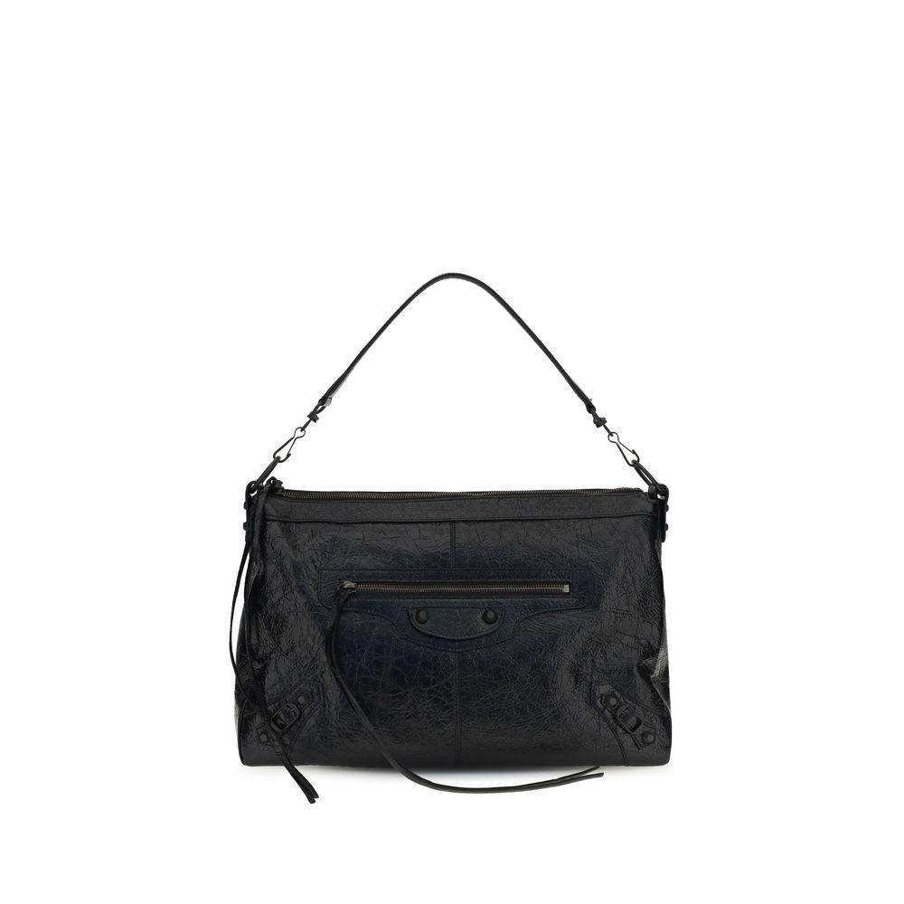 Balenciaga Black Lamb Ovis Aries Aries Shoulder Bag Le City Moto Medium