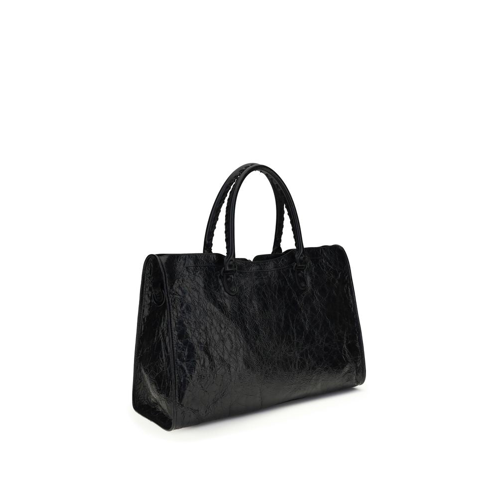 Balenciaga Black Lamb Ovis Aries Aries Shoulder Bag - Le City Large