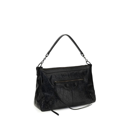 Balenciaga Black Lamb Ovis Aries Aries Shoulder Bag Le City Moto Medium