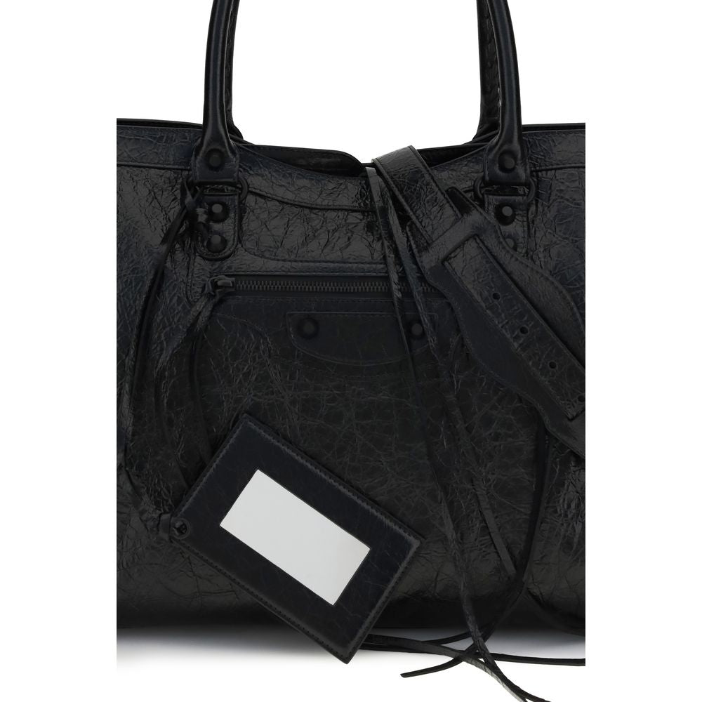 Balenciaga Black Lamb Ovis Aries Aries Shoulder Bag - Le City Large