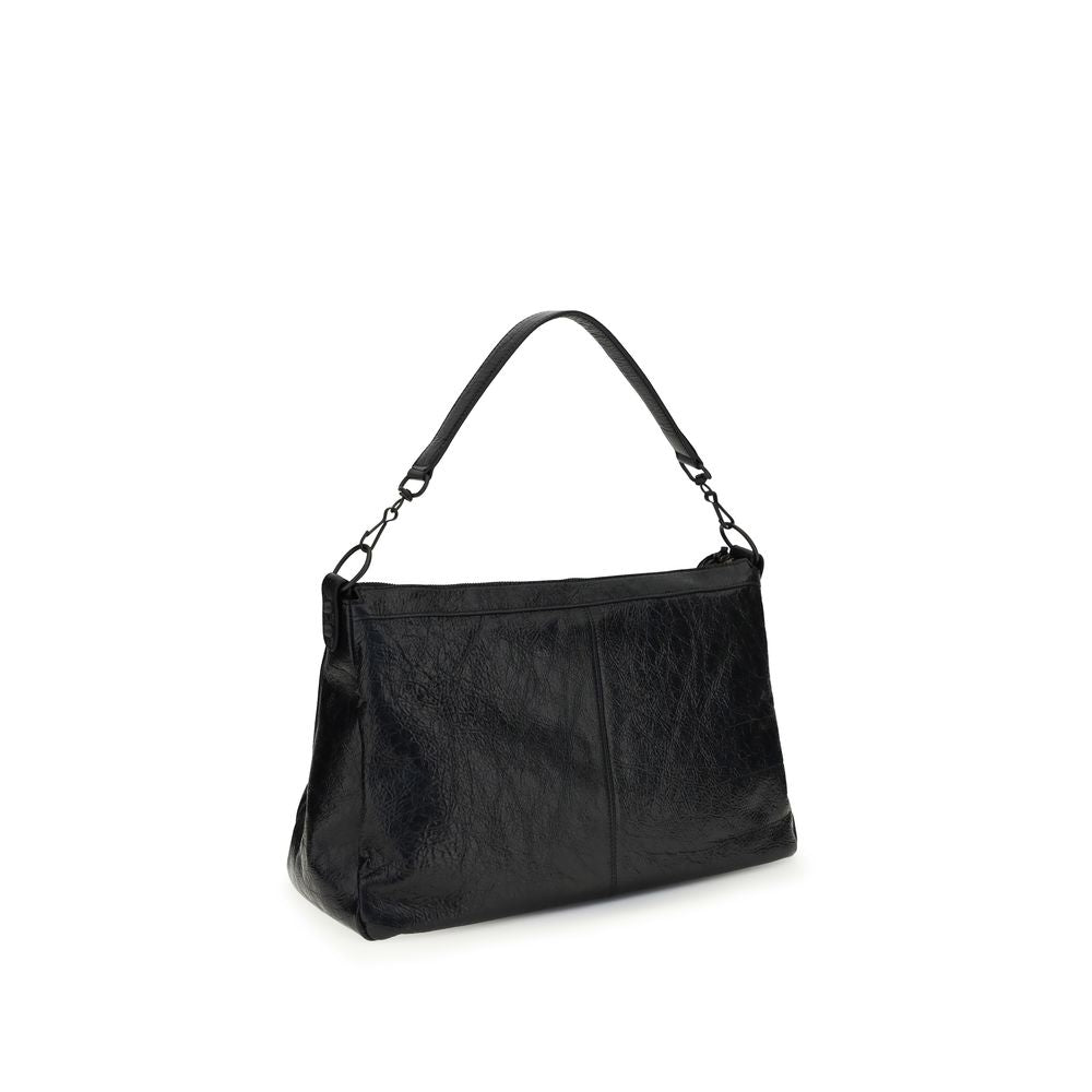 Balenciaga Black Lamb Ovis Aries Aries Shoulder Bag Le City Moto Medium