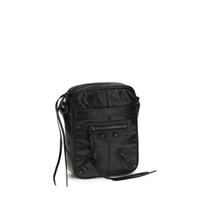 Balenciaga Black Lamb Ovis Aries Aries Shoulder Bag - Le City Vertical