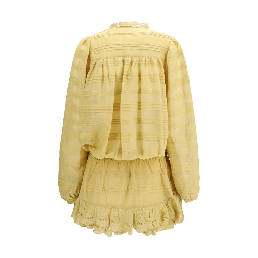Marant Étoile Bicolor Cotton Preya Mini Ruffle Dress
