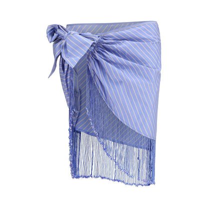 The Andamane Blue Cotton Long Skirt - Dolly Wrap Skirt