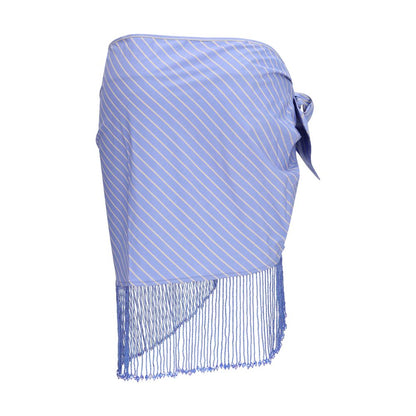 The Andamane Blue Cotton Long Skirt - Dolly Wrap Skirt