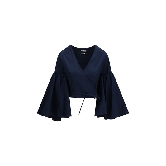 Jacquemus Blue Cotton Paysan Wrap Top