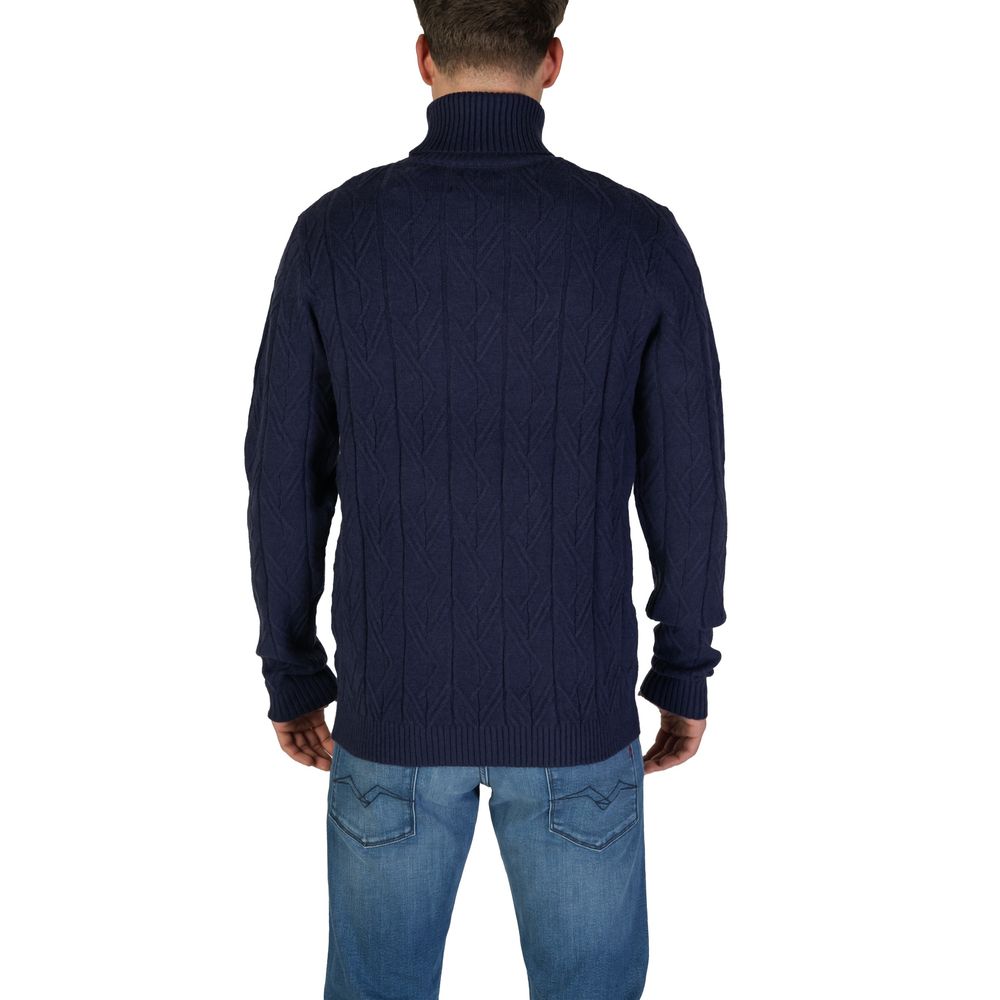 In My Hood Blue Polyester Turtleneck Sweater