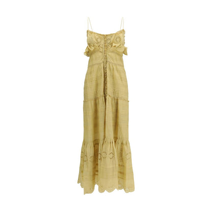 Marant Étoile Beige Cotton Paule Long Ruffled Dress
