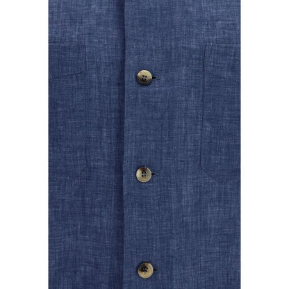 Brunello Cucinelli Blue Linen Blouse