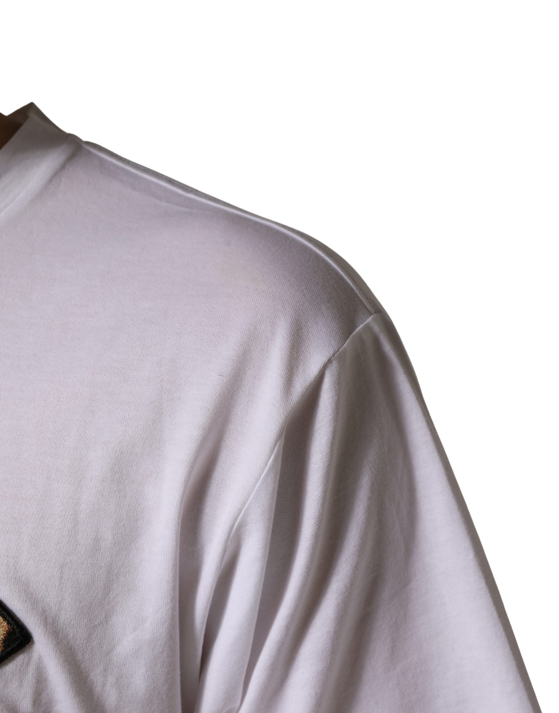 Dolce & Gabbana White Leopard Print DG Logo Cotton T-shirt for Men