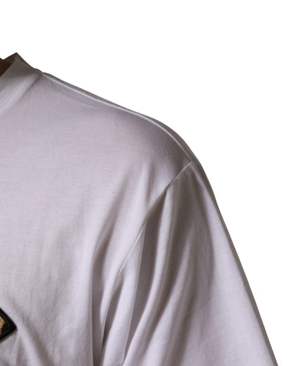 Dolce & Gabbana White Leopard Print DG Logo Cotton T-shirt for Men