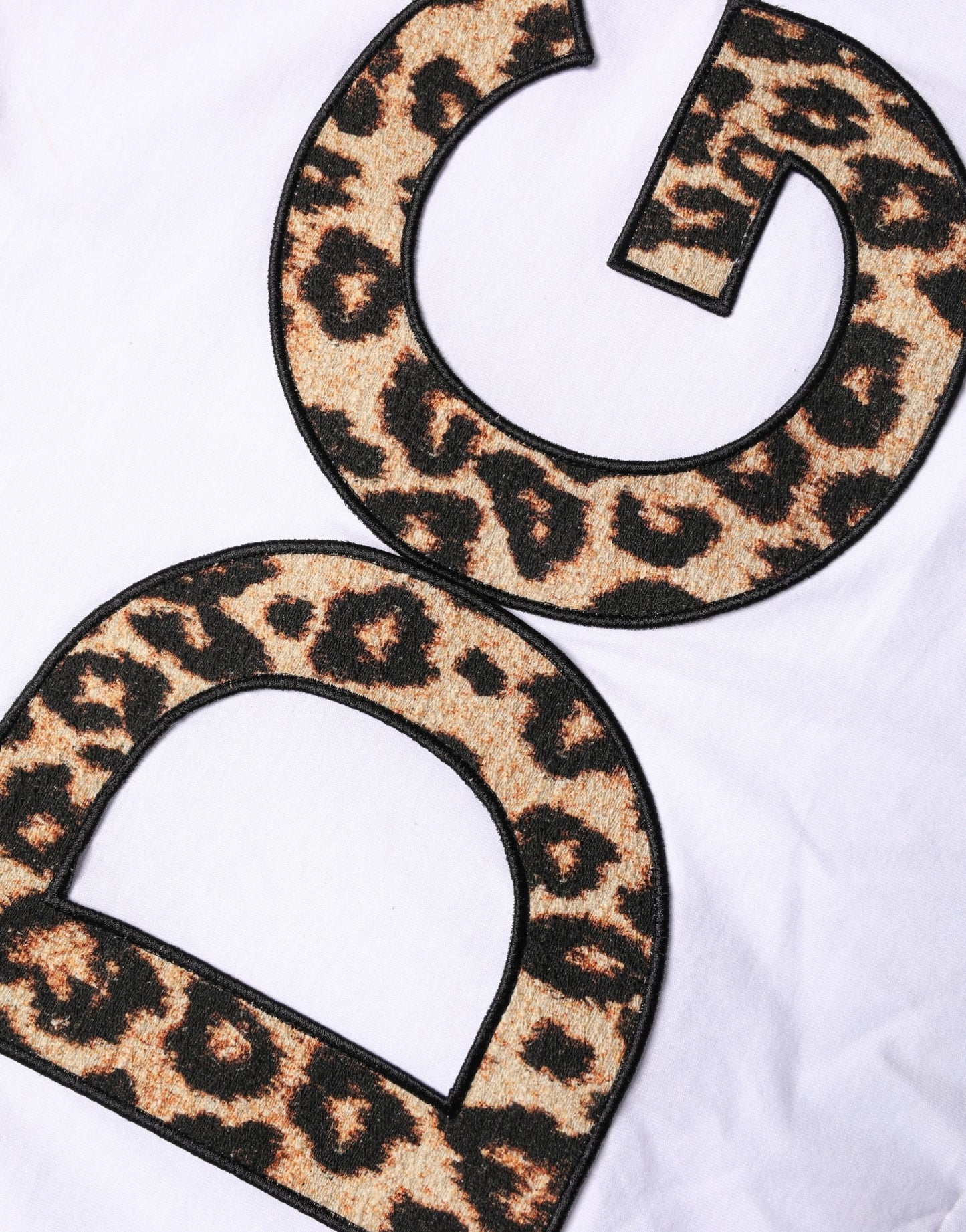 Dolce & Gabbana White Leopard Print DG Logo Cotton T-shirt for Men