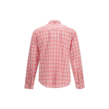 Versace Pink Cotton Check Pattern Shirt