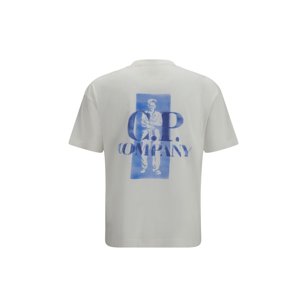 C.P. Company White Cotton T-Shirt - 30/1 Jersey Comfort Logo