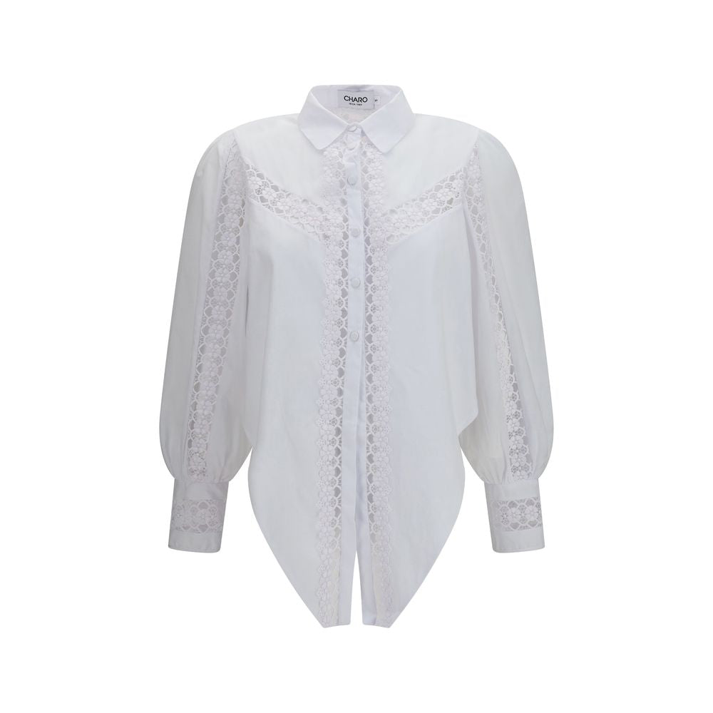 Charo Ruiz Devi Blouse in White Cotton Voile