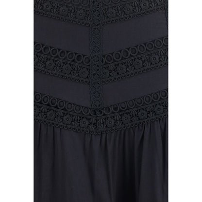 Charo Ruiz Black Cotton Long Skirt