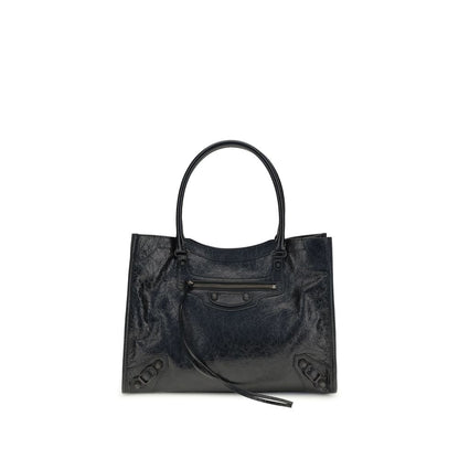 Balenciaga Black Lamb Ovis Aries Shoulder Bag - Small Le City Tote Bag