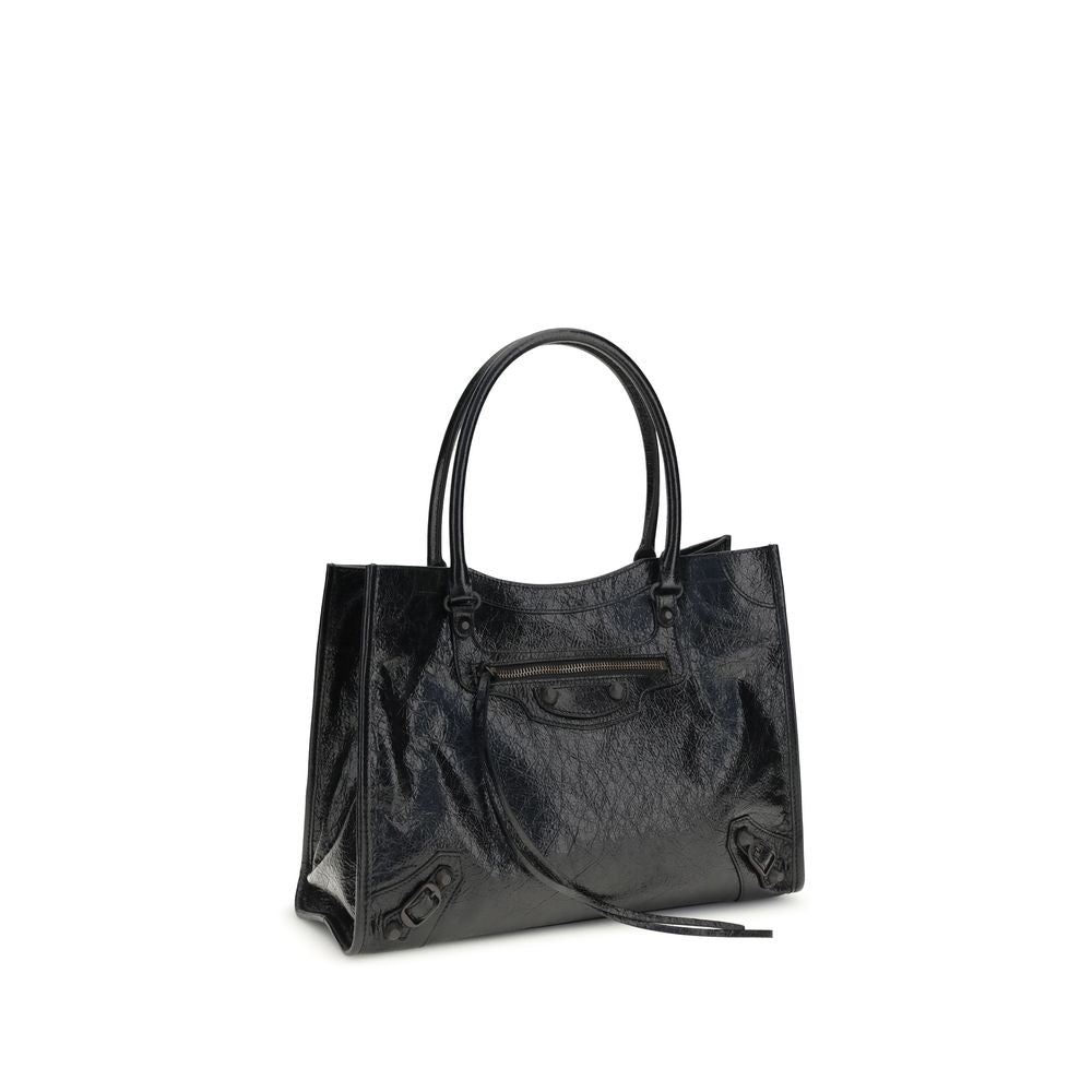 Balenciaga Black Lamb Ovis Aries Shoulder Bag - Small Le City Tote Bag