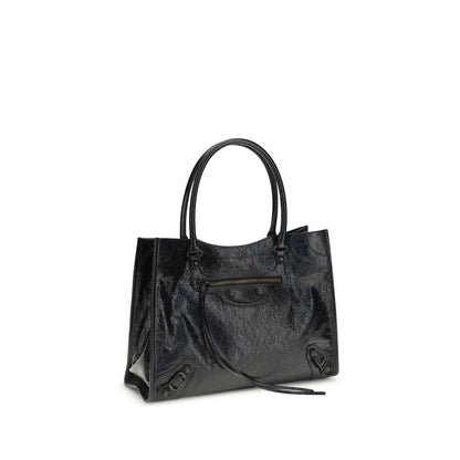 Balenciaga Black Lamb Ovis Aries Shoulder Bag - Small Le City Tote Bag