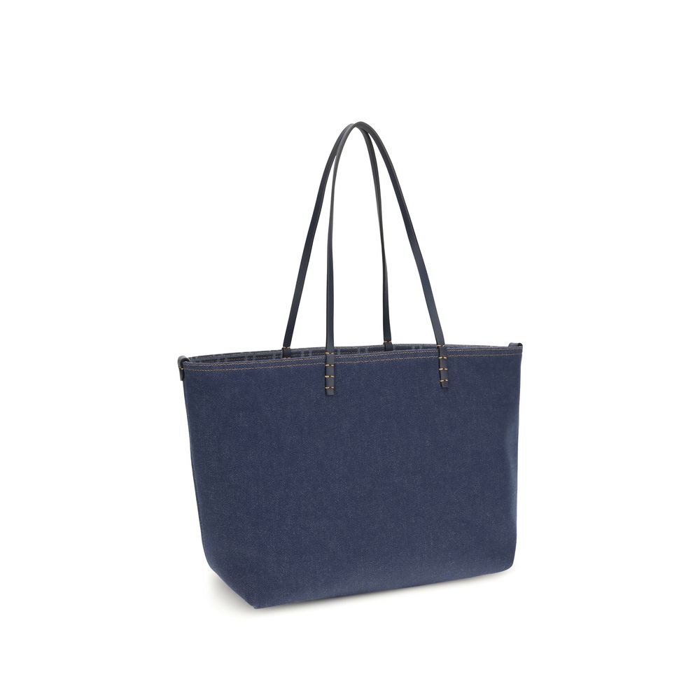 Fendi Blue Cotton Shoulder Bag Reversible Denim Tote Bag