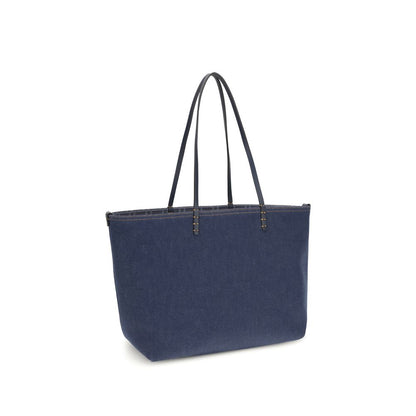 Fendi Blue Cotton Shoulder Bag Reversible Denim Tote Bag