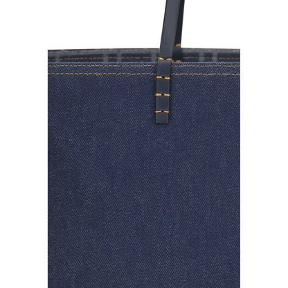 Fendi Blue Cotton Shoulder Bag Reversible Denim Tote Bag