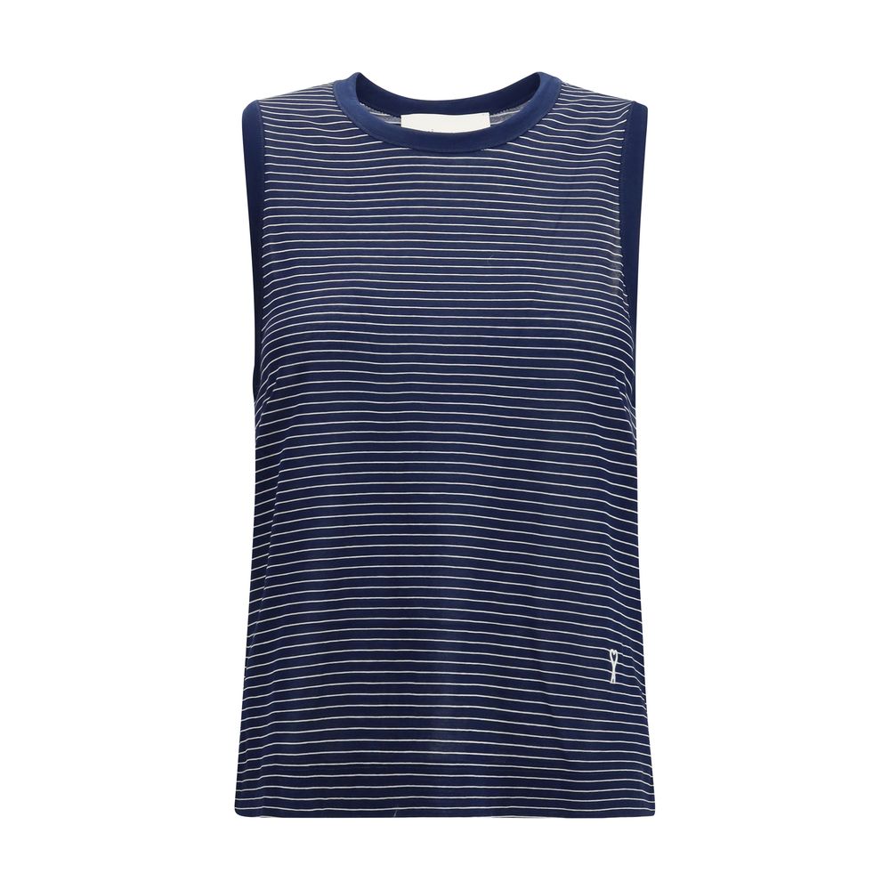 AMI Paris Blue Cotton Tank Top - Timeless Striped Elegance