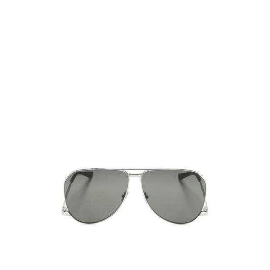 Saint Laurent Women's Silver Metal Sunglasses with Black Lenses