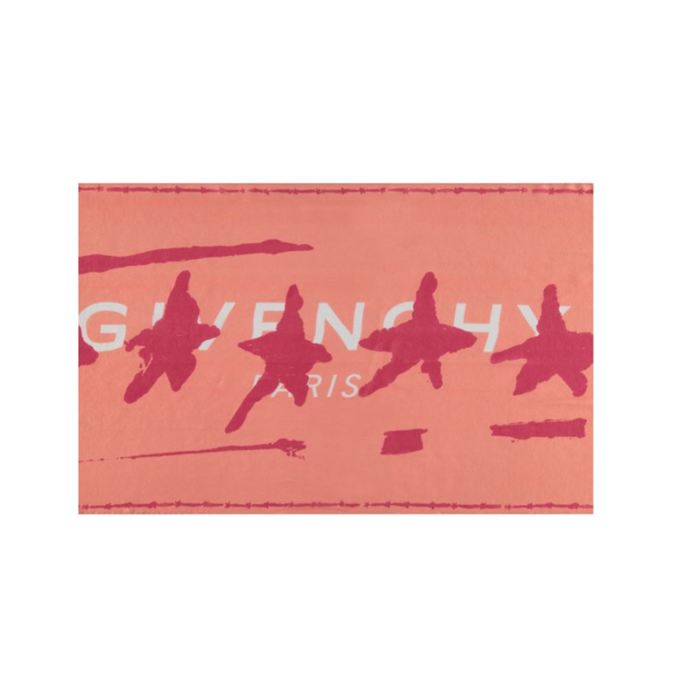Givenchy Orange Silk Skull Motif Scarf