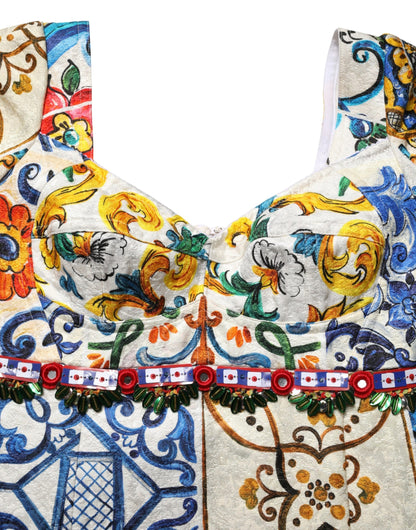 Dolce & Gabbana Multicoloured Majolica Patchwork Print Mini Dress