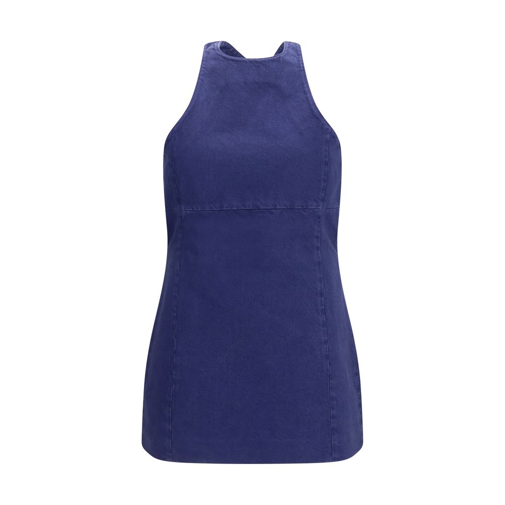 Miu Miu Blue Cotton Halter Mini Dress