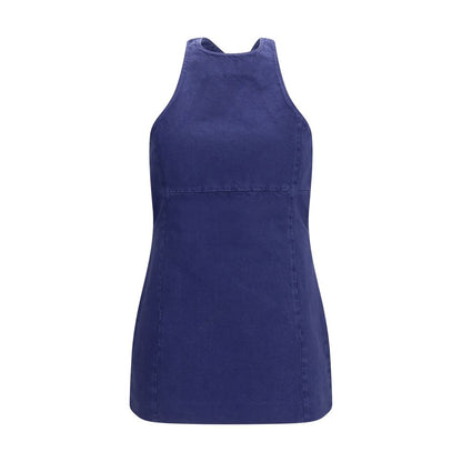 Miu Miu Blue Cotton Halter Mini Dress