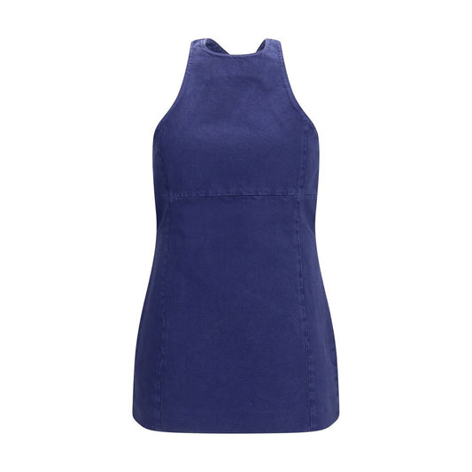 Miu Miu Blue Cotton Halter Mini Dress