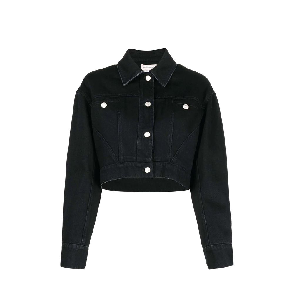 Alexander McQueen Black Cropped Denim Jacket