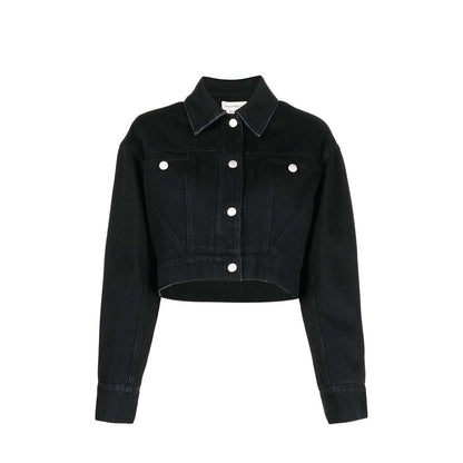 Alexander McQueen Black Cropped Denim Jacket