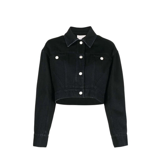 Alexander McQueen Black Cropped Denim Jacket