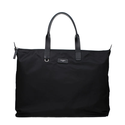 Dolce & Gabbana Black Nylon Leather-Handle Zipped Tote Bag