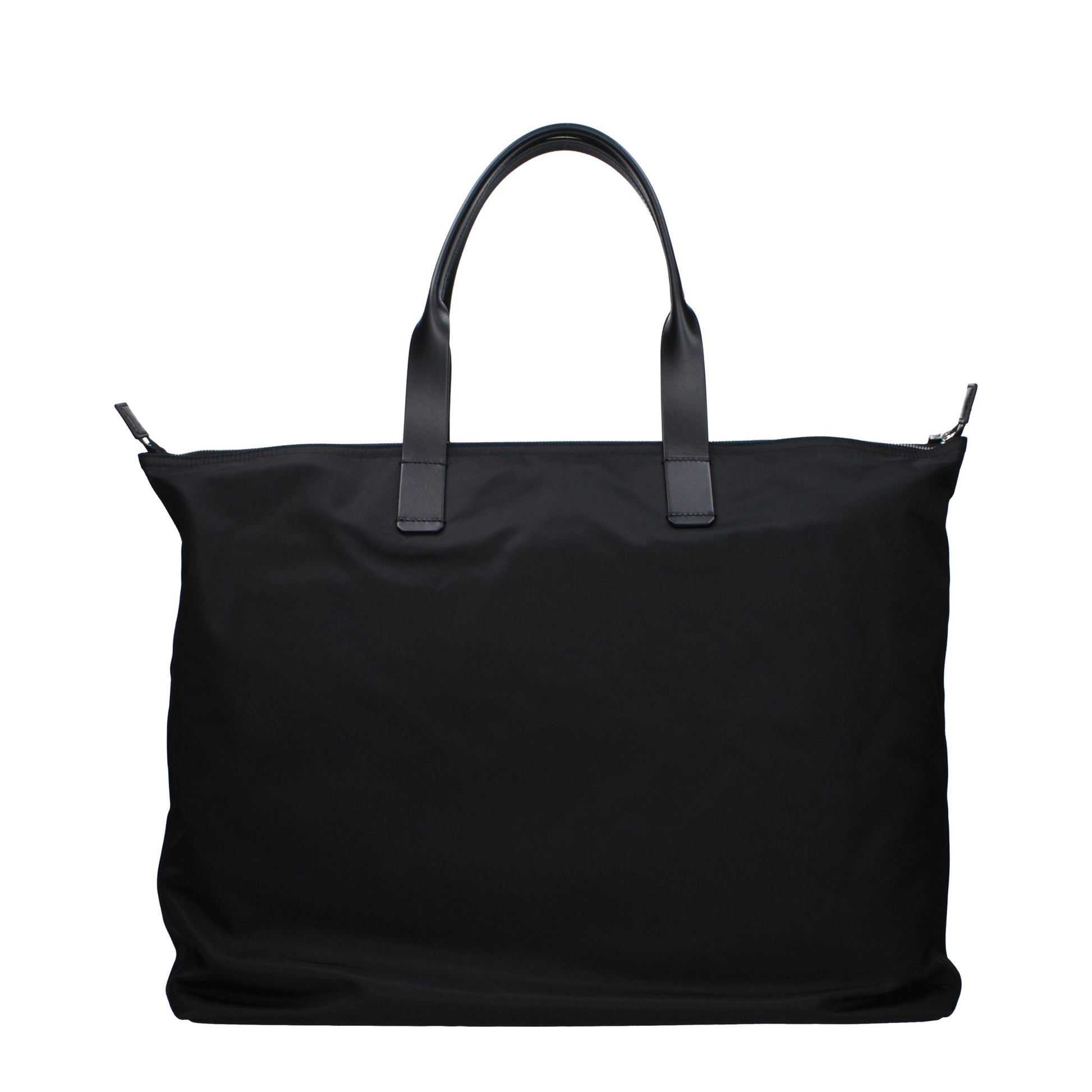 Dolce & Gabbana Black Nylon Leather-Handle Zipped Tote Bag