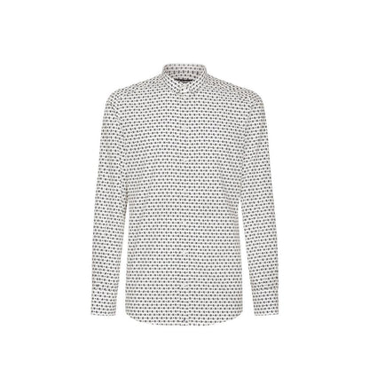Dolce & Gabbana White Cotton DG Logo Micro Print Pattern Shirt