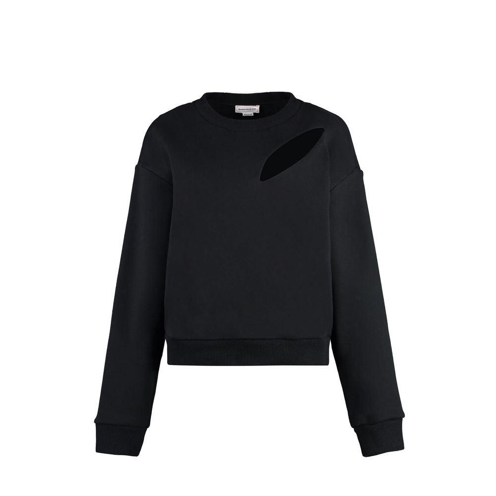 Alexander McQueen Black Cotton Slashed Sweatshirt